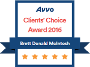 Avvo | Client's Choice Award 2016 | Brett Donald McIntosh | 5 Star